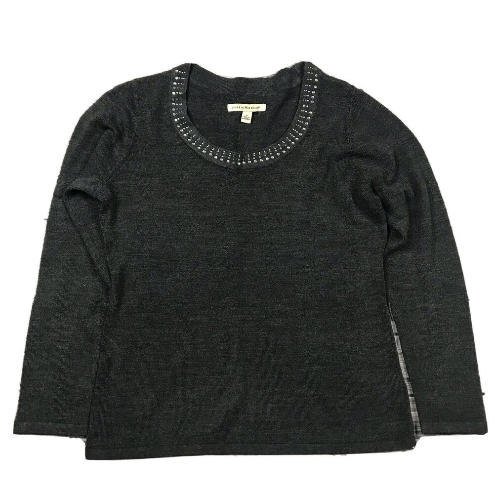 Women's Size Medium Grey Pullover Sweater Debbie Morgan
